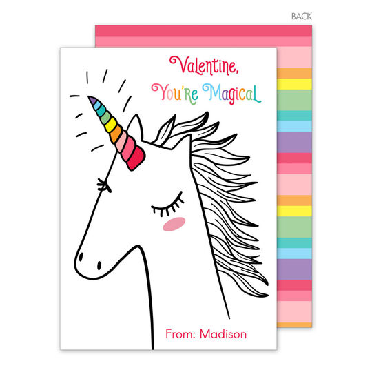 Magical Unicorn Valentine Exchange Cards
